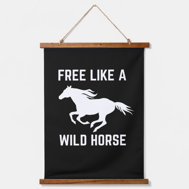 Tapiz Con Marco De Madera Libre como un caballo salvaje (Anverso)