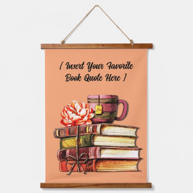 Tapiz Con Marco De Madera Libros Personalizados Y Té Peach (Anverso)