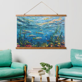 Tapiz Con Marco De Madera Life Under The Sea