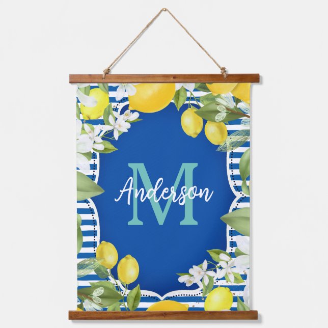 Tapiz Con Marco De Madera Limon y Primavera Azul (Anverso)