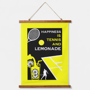 Tapiz Con Marco De Madera Limonada de Tenis Vintage