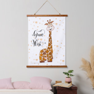 Tapiz Con Marco De Madera lindos niños unisex Nursery giraffe
