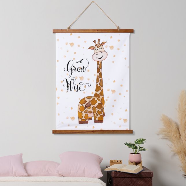 Tapiz Con Marco De Madera lindos niños unisex Nursery giraffe (Dormitorio)