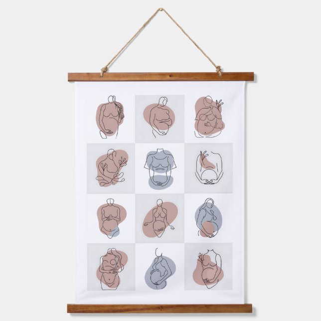 Tapiz Con Marco De Madera Línea de maternidad Serene Arte - Resumen de la bo (Anverso)