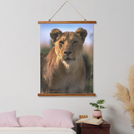 Tapiz Con Marco De Madera Lioness Lion Lovers