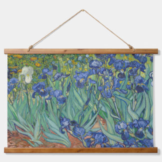 Tapiz Con Marco De Madera Lirios, pintura al óleo floral, Vincent Van Gogh