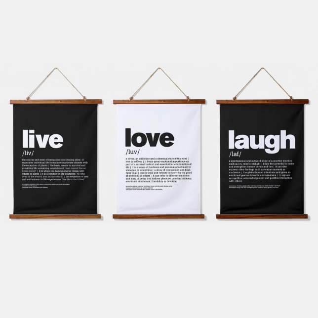 Tapiz Con Marco De Madera Live Love Laugh (Triple)