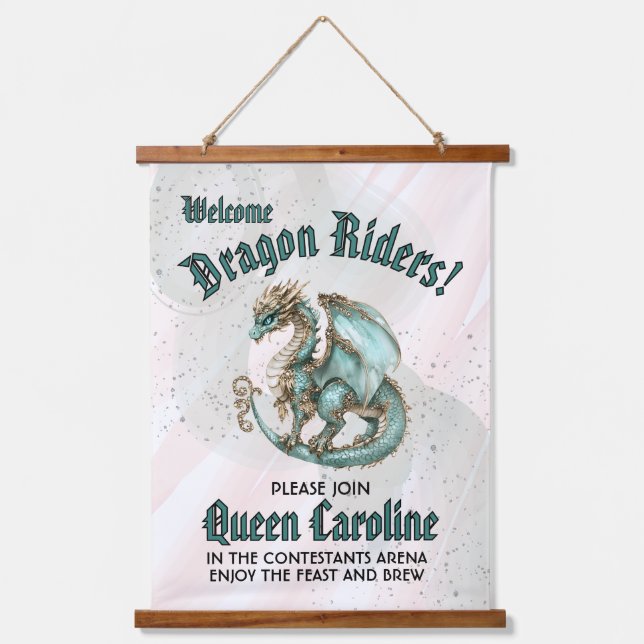 Tapiz Con Marco De Madera Llamar a todos los jinetes de dragones Cumpleaños (Anverso)