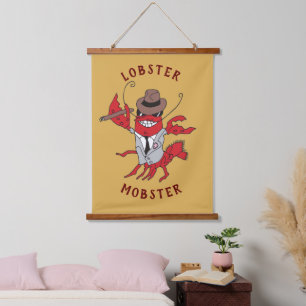 Tapiz Con Marco De Madera Lobster Mobster 🦞 Funny Personalizado Gangster