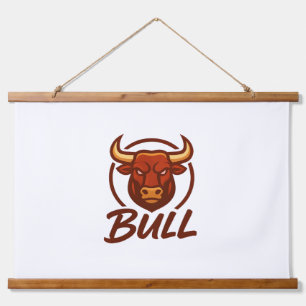 Tapiz Con Marco De Madera Logo de Fierce Bull Head, Creative Mascot BULL