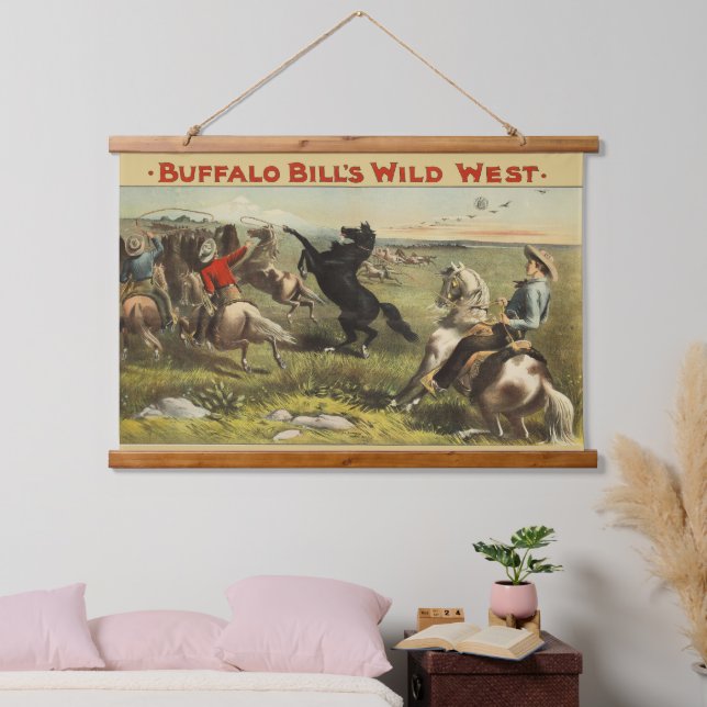 Tapiz Con Marco De Madera Los salvajes caballos occidentales de Buffalo Bill (Dormitorio)