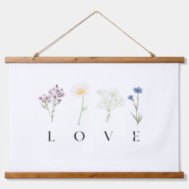 Tapiz Con Marco De Madera LOVE Vertical Floral Wall Art – Romantic Botanical