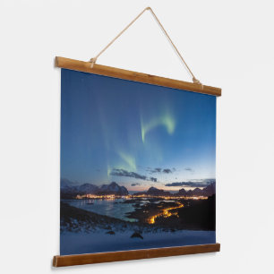 Tapiz Con Marco De Madera Luces boreales de Lofoten Noruega