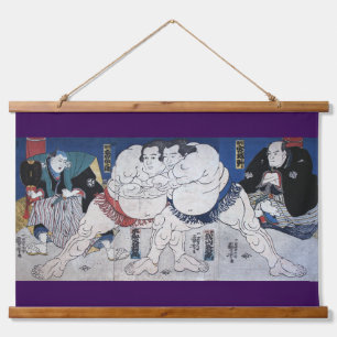 Tapiz Con Marco De Madera Lucha Sumo Japonesa, Kuniyoshi