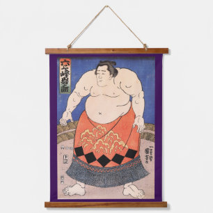 Tapiz Con Marco De Madera Luchador de Sumo Japonés, Kuniyoshi