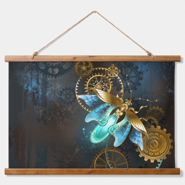 Tapiz Con Marco De Madera Luciérnaga de Steampunk (Anverso )