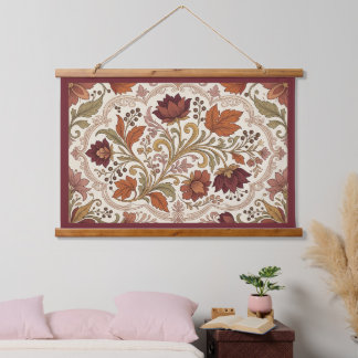 Tapiz Con Marco De Madera Lujo Vintage Floral Botánico Francés Otoño