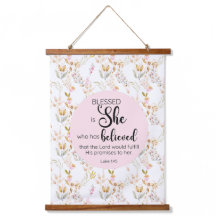 Luke 1:45 Bendita es su floral rosa acuarela