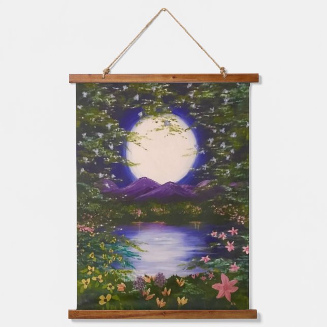 Tapiz Con Marco De Madera Luna Llena (Anverso)