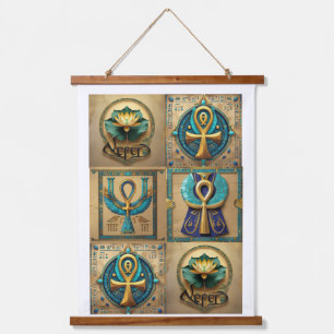 Tapiz Con Marco De Madera luto y vida egipcia