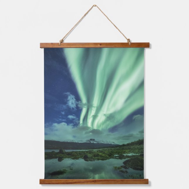 Tapiz Con Marco De Madera Luz del Norte Noruega (Anverso)