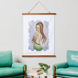 Tapiz Con Marco De Madera Madera de color de la sirena boho tope