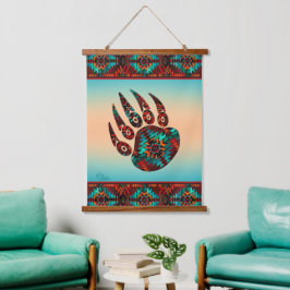 Tapiz Con Marco De Madera Madera de madera de paja de oso tribal tapiz de pa