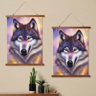 Tapiz Con Marco De Madera Magnífica mágica del lobo