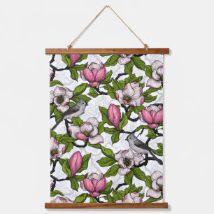 Tapiz Con Marco De Madera Magnolia floreciente