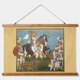 Tapiz Con Marco De Madera Maharana Bhim Singh y Tapiz de caza de retenes