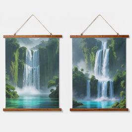 Tapiz Con Marco De Madera majestuosa cascada de múltiples niveles