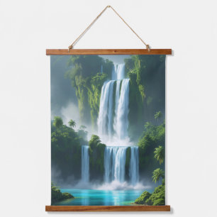 Tapiz Con Marco De Madera Majestuoso paisaje de cascada