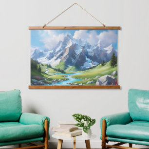 Tapiz Con Marco De Madera Majestuoso paisaje montañoso paisaje alpino