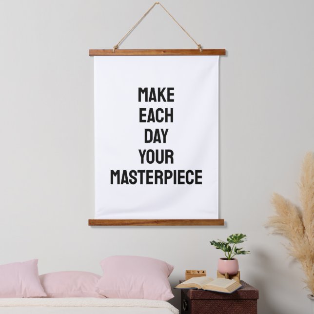 Tapiz Con Marco De Madera Make Each Day Your Masterpiece Quote (Dormitorio)