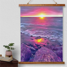 Tapiz Con Marco De Madera Malecon Sunset 0911