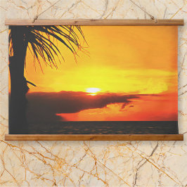 Tapiz Con Marco De Madera Malecon Sunset 2441