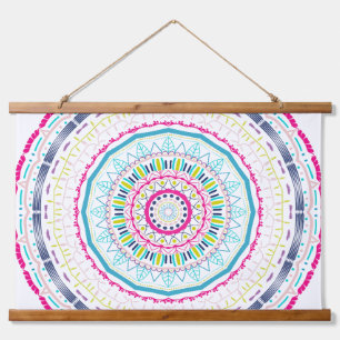 Tapiz Con Marco De Madera mandala colorido