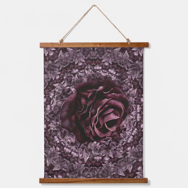 Tapiz Con Marco De Madera Mandala de rosa  (Anverso)