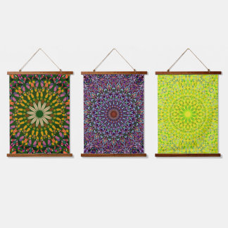 Tapiz Con Marco De Madera Mandala Harmony Wall Tapestry Wood-Topped Vertical