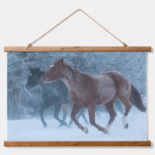 Tapiz Con Marco De Madera Manejo de Caballos (Anverso )