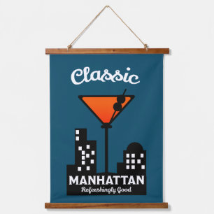 Tapiz Con Marco De Madera Manhattan Cocktail Wall Art