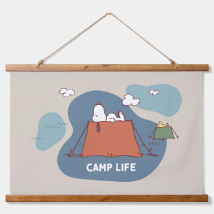 Tapiz Con Marco De Madera Maní Vida en el campamento Snoopy & Woodstock
