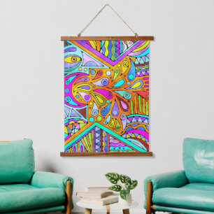 Tapiz Con Marco De Madera Mano dibujada por EDDArt - Blah Blah 1