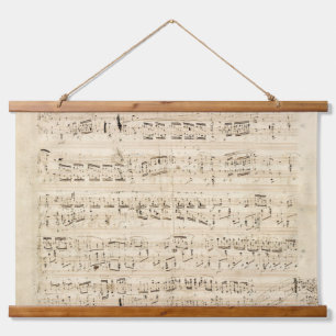 Tapiz Con Marco De Madera Manuscrito de Chopin de música de hojas antiguas