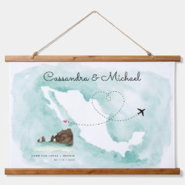 Tapiz Con Marco De Madera Mapa de acuarela de México | Cabo | Boda de destin