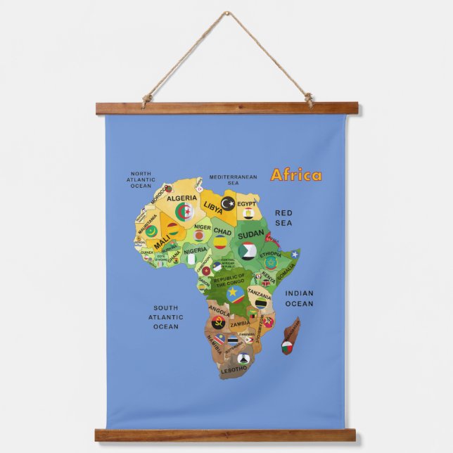 Tapiz Con Marco De Madera Mapa de África (Anverso)
