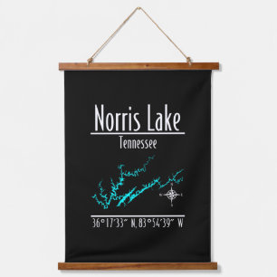 Tapiz Con Marco De Madera Mapa de coordenadas de la orilla del lago Norris T