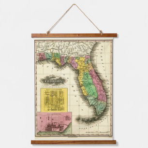 Tapiz Con Marco De Madera Mapa de Florida Vieja