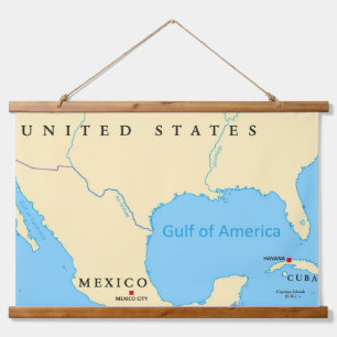 Tapiz Con Marco De Madera Mapa del Golfo de América