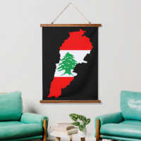 Mapa del Líbano con bandera